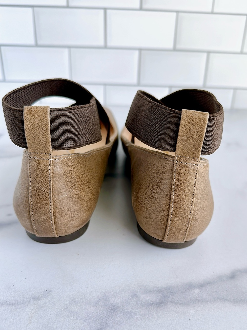 Jessica Simpson Taupe Ballet Flats with Cross Ankle Strap - Picture 4 of 6